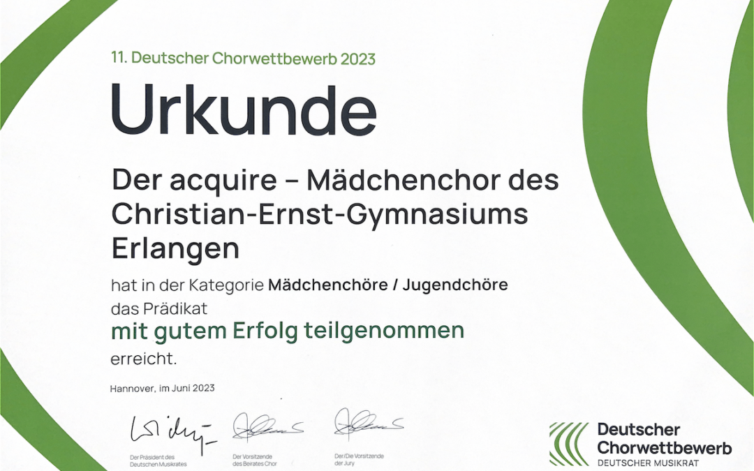 acquire – Mädchenchor: beeindruckendes Ergebnis beim Deutschen Chorwettbewerb 2023
